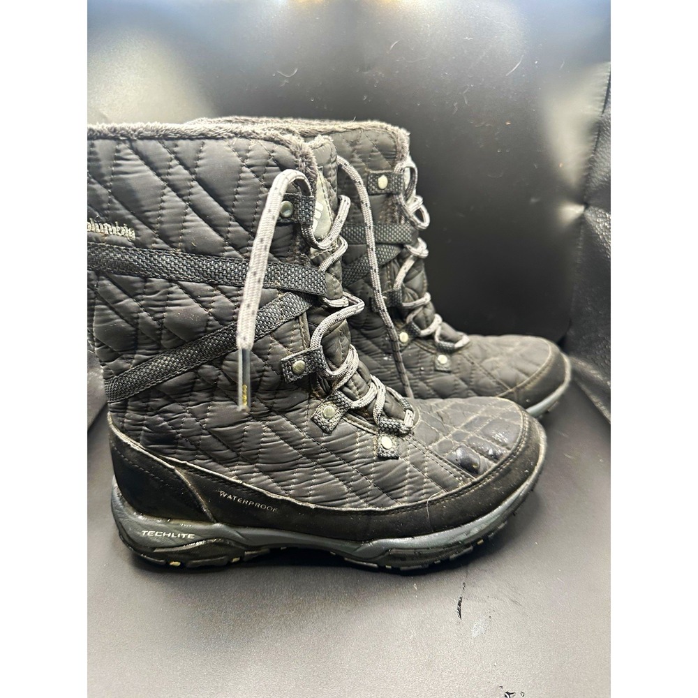 Columbia Women's Black Quilted Waterproof Lace-Up Mid-Calf Snow Boots US 6